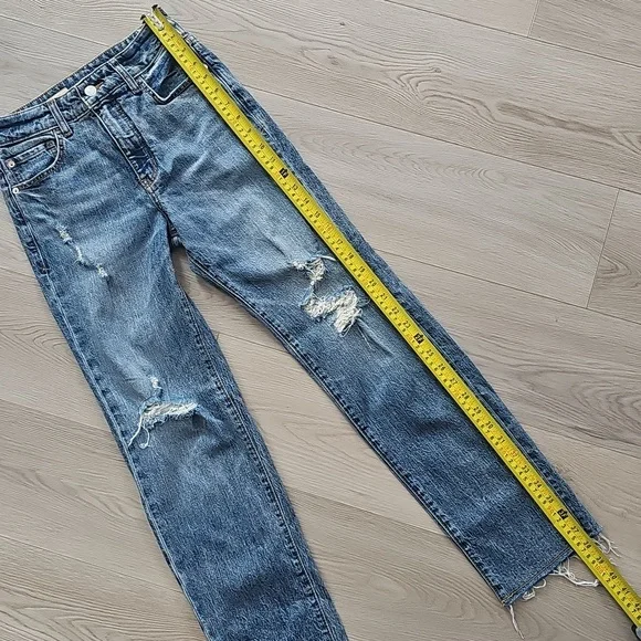 Anthropologie Pilcro The Vintage Straight Distressed Denim High Rise Jeans Sz 25 - Picture 15 of 16